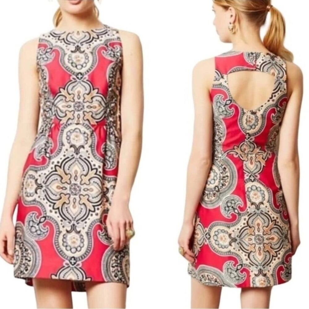 Anthropologie Moulinette Soeurs Geidi Paisley Print Mini Dress Pockets Size 4
